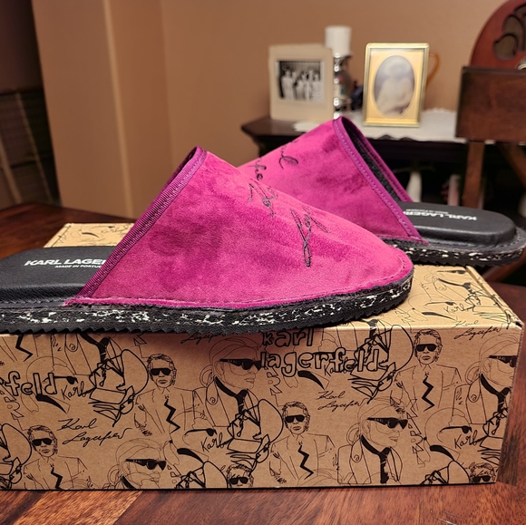 Karl Lagerfeld Embroidered Logo Velvet Mens Slippers main image 4